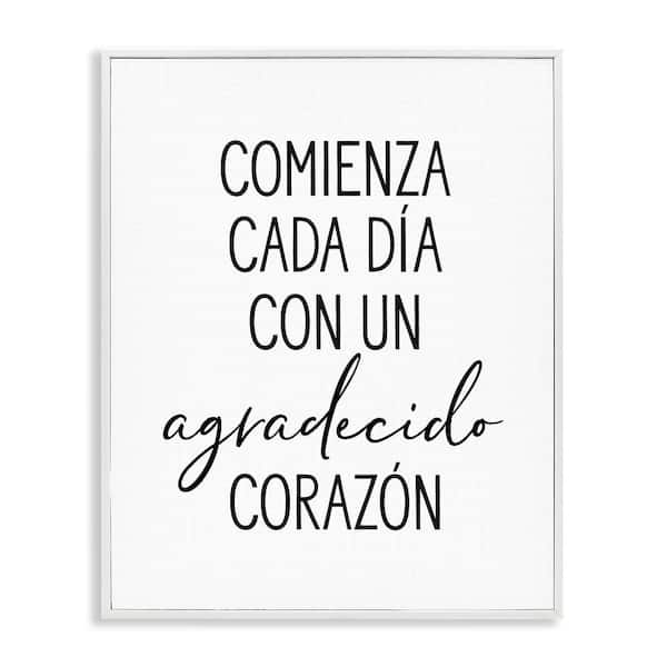 Stupell Industries Start Day Grateful by Lettered and Lined White Framed Typography Giclee Art Print 30 in. x 24 in.