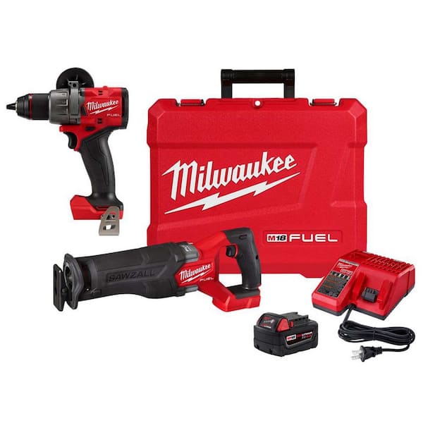 Milwaukee M18 FUEL 18V Lithium-Ion Brushless Cordless SAWZALL Reciprocating Saw Kit W/M18 FUEL 1/2 in. Hammer Drill