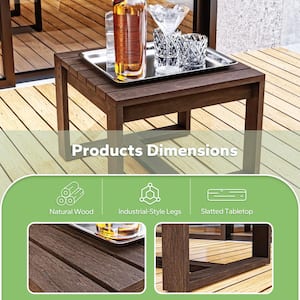 3-Piece Light Walnut Wood Wicker Patio Conversation Set Outdoor Lounge Chair with Thicken Biege Cushions and Side Table