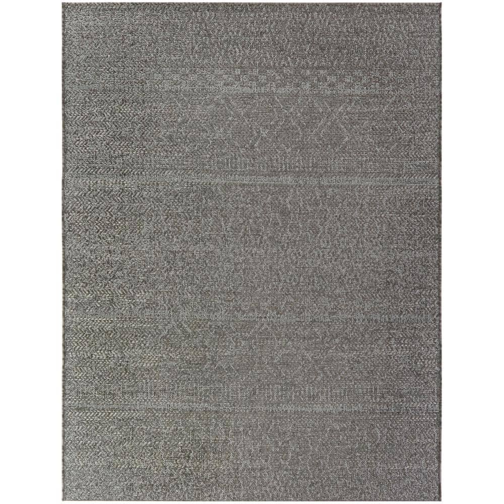 Hampton Bay Global Tan 5 ft. x 7 ft. Indoor/Outdoor Patio Area Rug 3018816  - The Home Depot