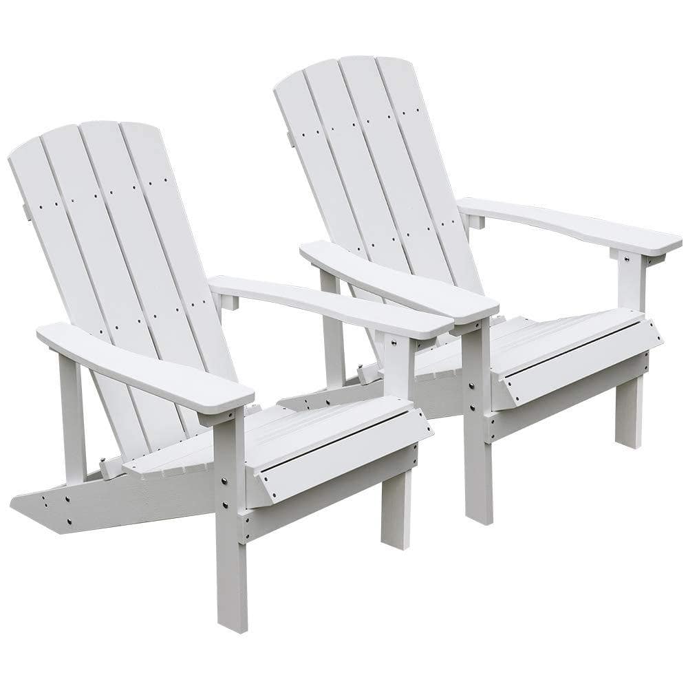 Modern White Wood Poly Adorondic Outside Chairs Waterproof (2-Pack)