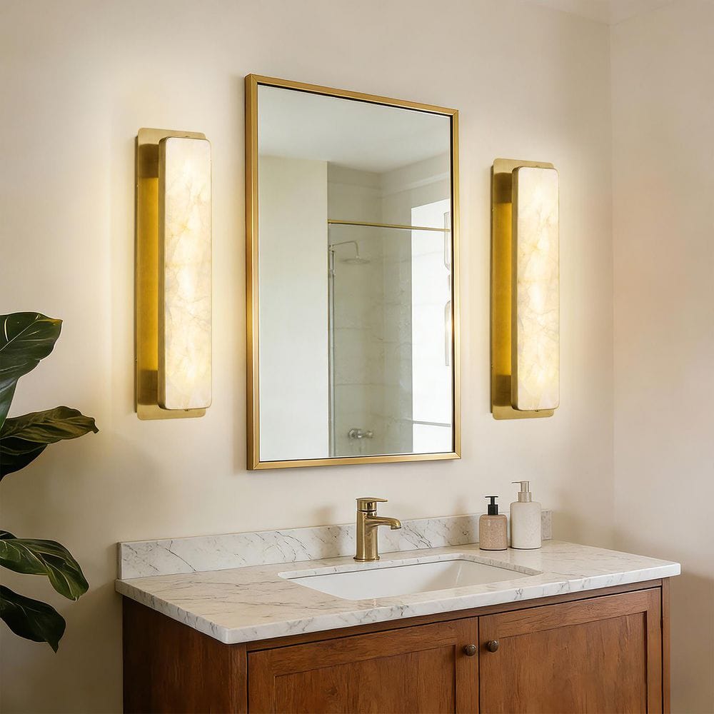 Home Lighting 19.69 in. 1 Light Brass Alabaster Modern LED Sconce Wall Lights for Bedroom Living Room(1-Pack) price history on PriceWatchPro
