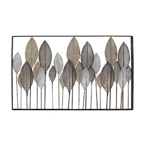 59 in. x  37 in. Metal Bronze Tall Cut-Out Leaf Wall Decor with Intricate Laser Cut Designs