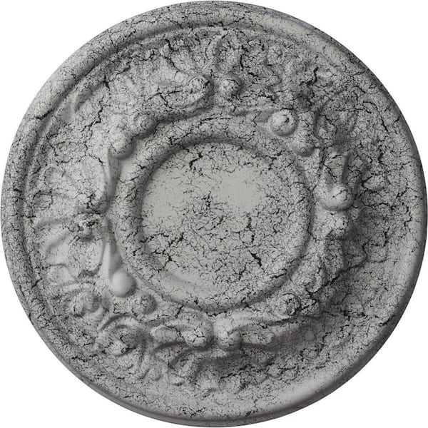 Ekena Millwork 1-1/8 in. x 7-1/2 in. x 7-1/2 in. Polyurethane Odessa Ceiling Medallion, Ultra Pure White Crackle