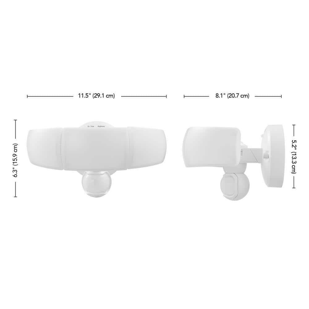 White Polycarbonate 3-Head Motion Sensor LED Security Flood Light