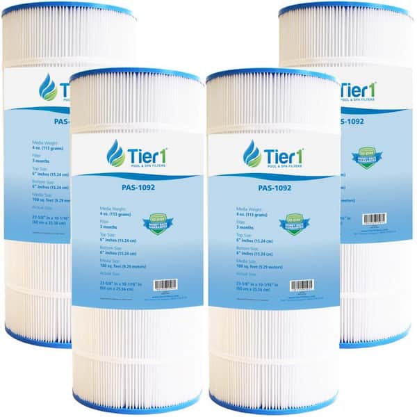 Tier1 23.88 in. x 10.06 in. 100 sq. ft. Pool Cartridge Filter for PAP100-4, C-9410, FC-0686, R173215,59054200 (4-Pack)
