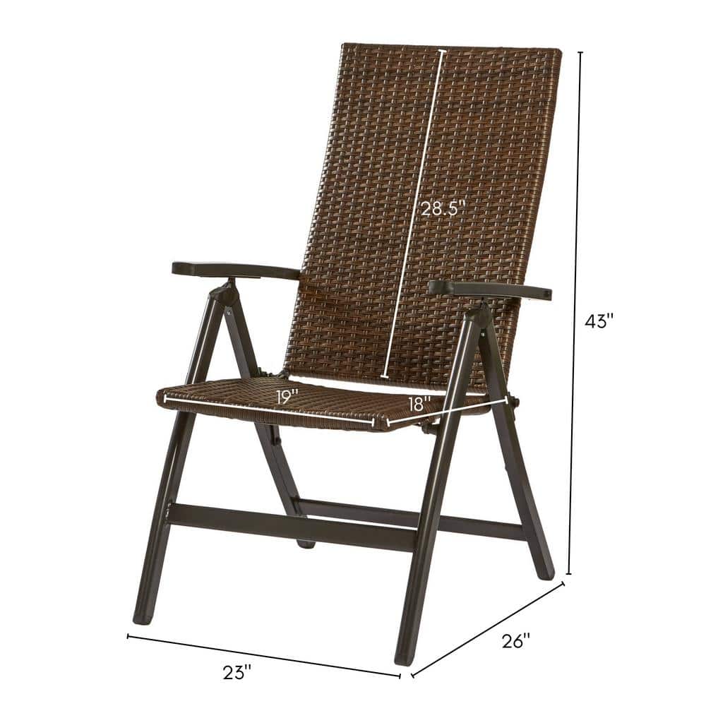 Outdoor Black Aluminum Wicker Reclining Lounge Chair with Beige Cushion