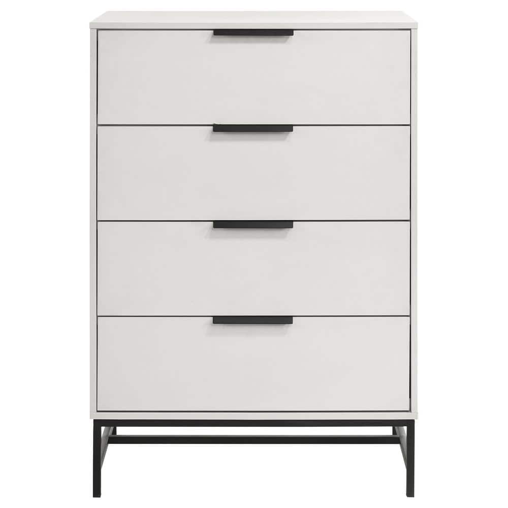 Sonora White 4-Drawer Chest with Black Metal Base