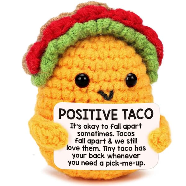 Multicolor Crochet Taco with Inspirational Design for Men Women Self-Care Emotional Gift and Finial Home Decor (1-Pack)