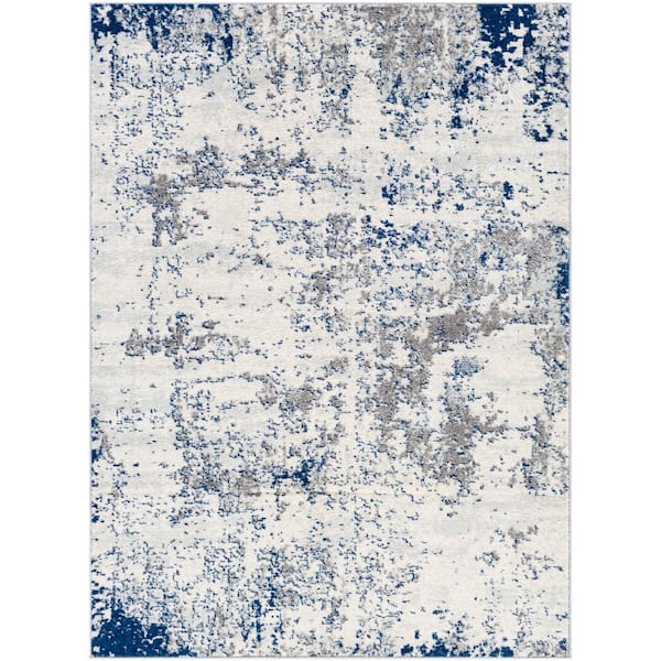 Livabliss Yamikani Navy 5 ft. 3 in. x 7 ft. 3 in. Abstract Distressed Area Rug