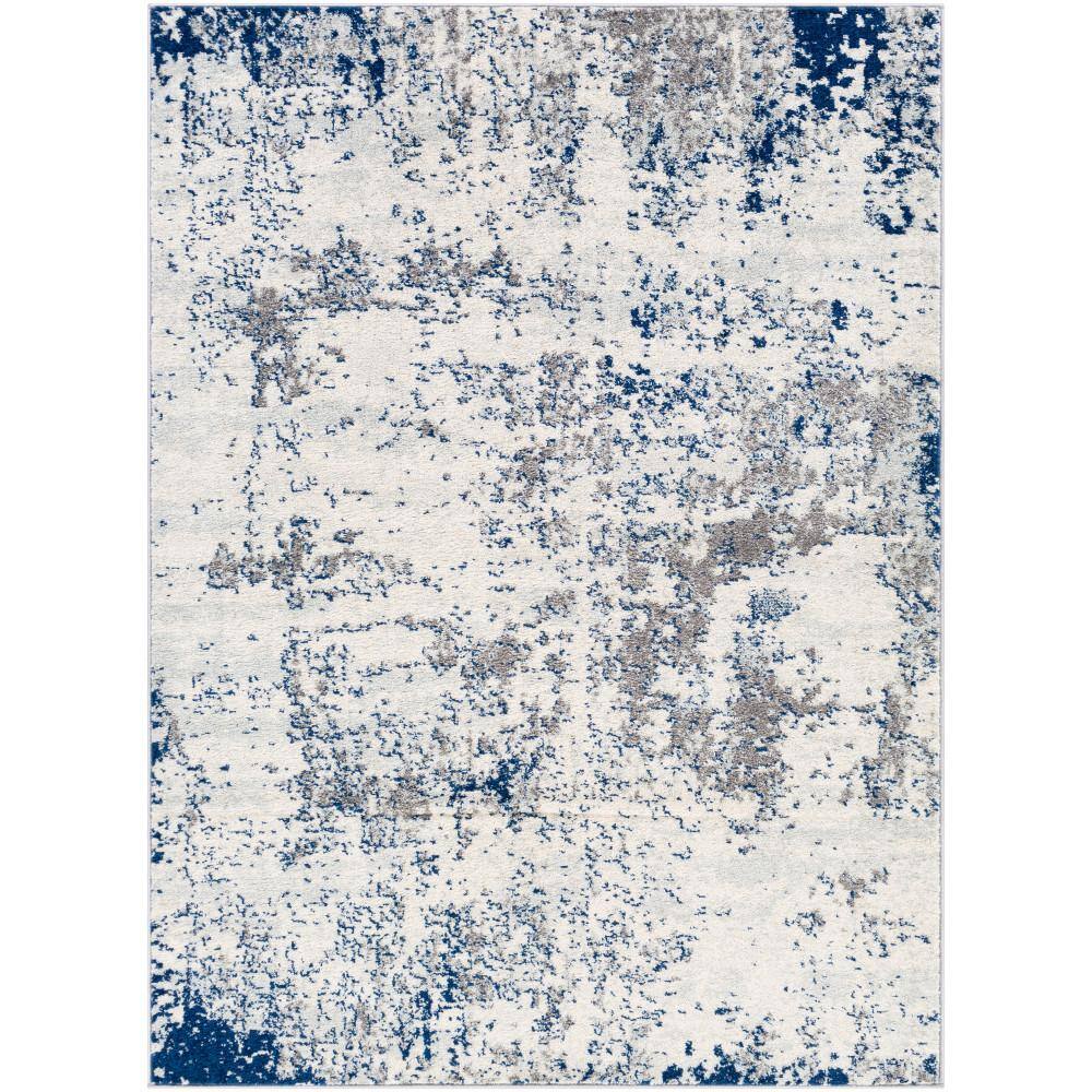 Navy and Gray Abstract Rectangular Area Rug, 6'7" x 9'