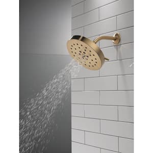 4-Spray Patterns 1.75 GPM 8 in. Wall Mount Fixed Shower Head with H2Okinetic in Lumicoat Champagne Bronze