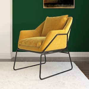 Ari Mustard Yellow Velvet Upholstered Accent Chair