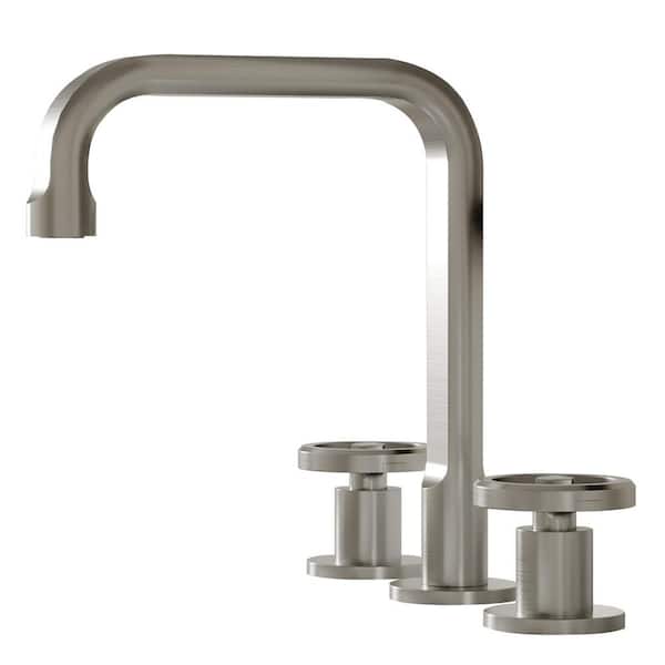 FLG 8 in. Widespread Double Handle Bathroom Faucet with Pop-Up Drain Modern Brass 3-Holes Sink Basin Taps in Brushed Nickel