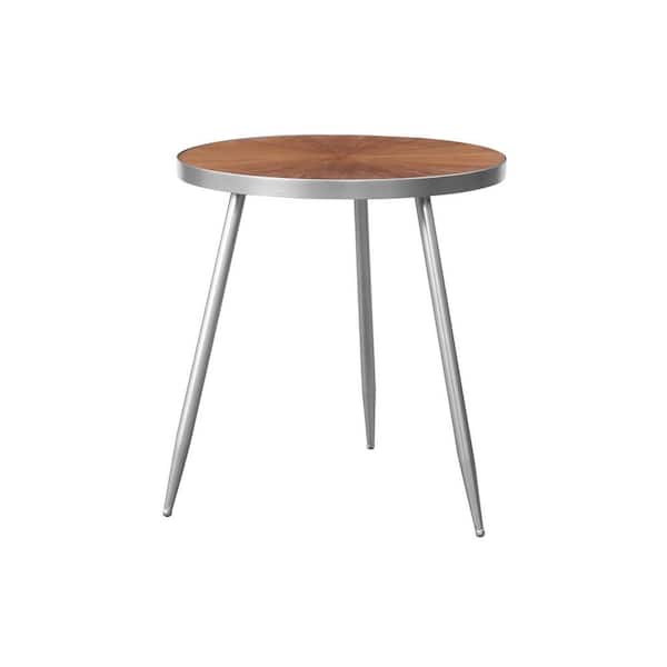 Unbranded Mid-Century Modern 15.75 in. Silver Round End Table