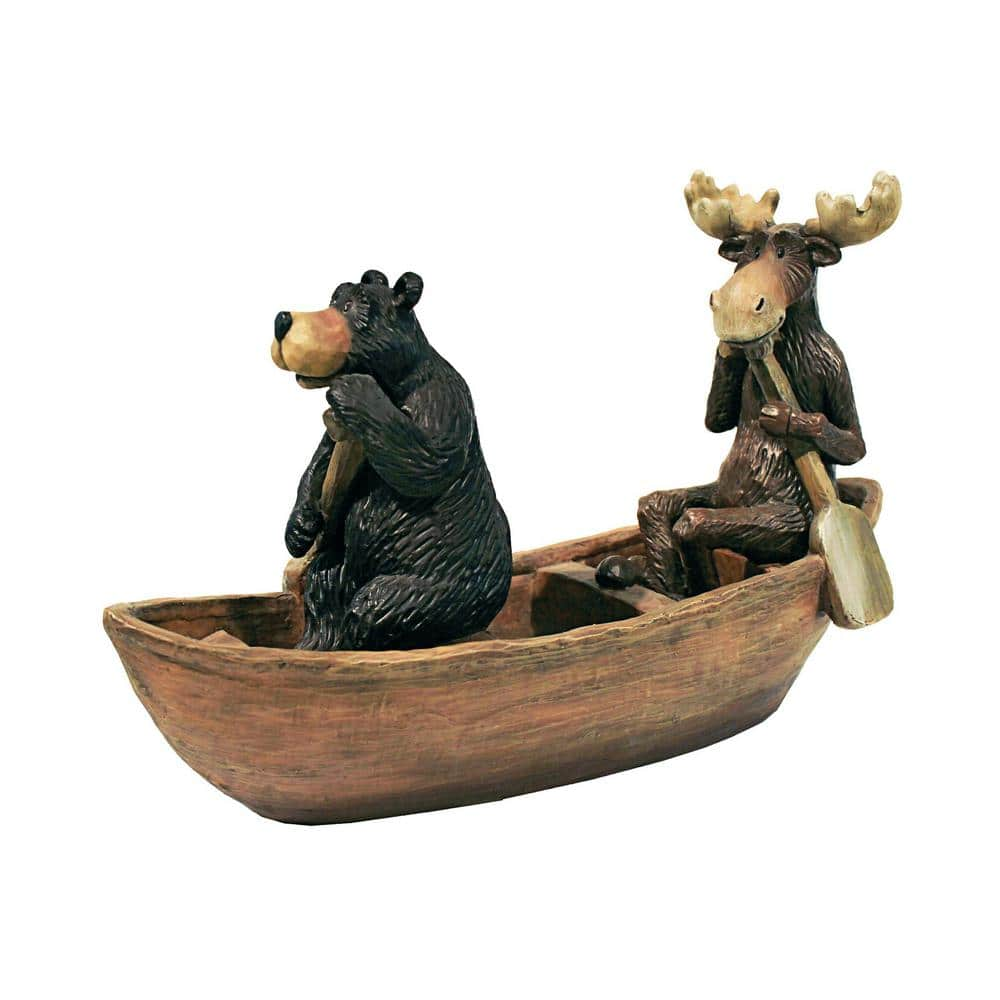 Design Toscano 7.5 in. H Moose and Black Bear in a Boat Statue