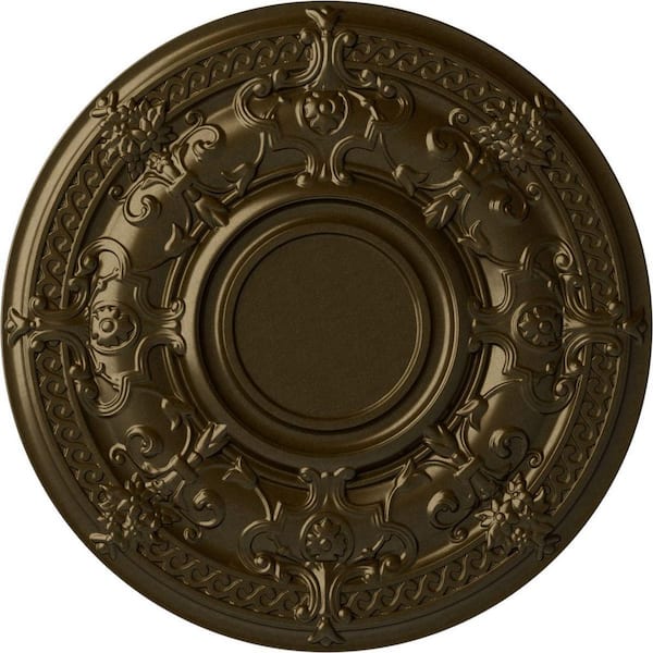 Ekena Millwork 33-7/8" x 1-3/8" Dauphine Urethane Ceiling Medallion (Fits Canopies up to 13-1/4"), Brass