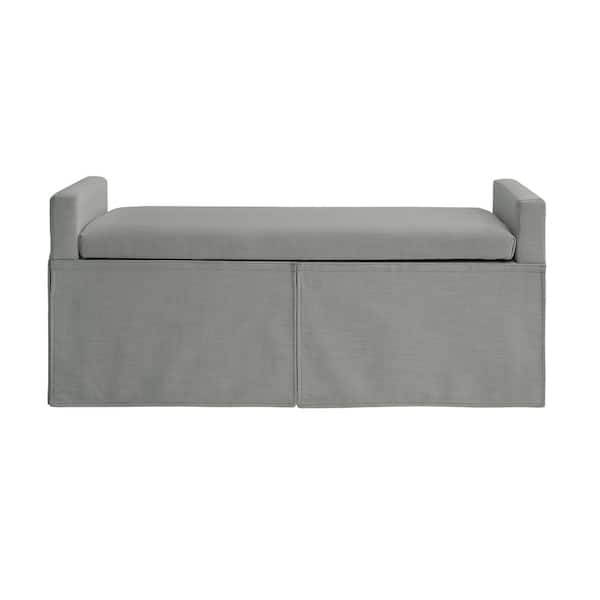 Rustic Manor Cierra Light Grey Bench Upholstered Linen 50.2 L x 19.6 W x 22 H