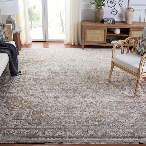 Kendal 9 ft. x 13 ft. Gray/Ivory Beige Medallion Area Rug