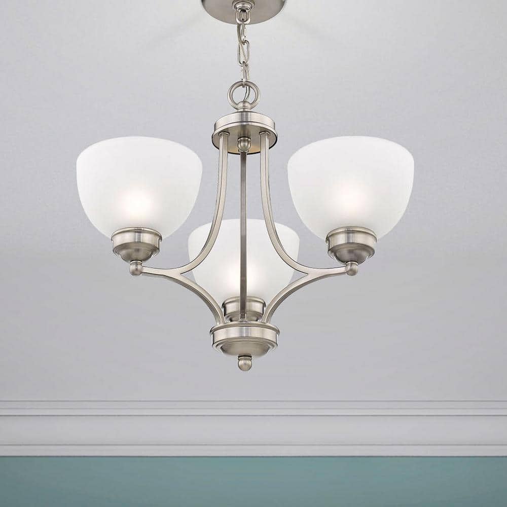 Somerset Brushed Nickel 3-Light Chandelier with Satin Glass