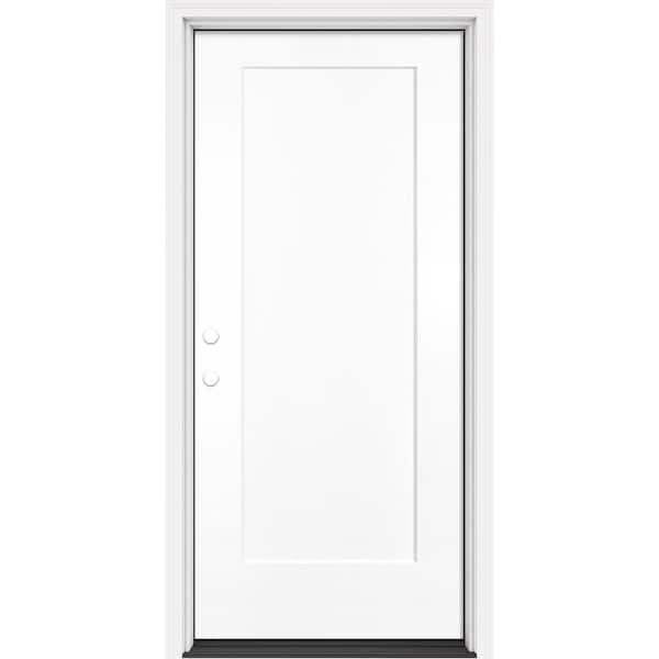 Masonite Performance Door System 36 in. x 80 in. Logan Right-Hand Inswing White Smooth Fiberglass Prehung Front Door