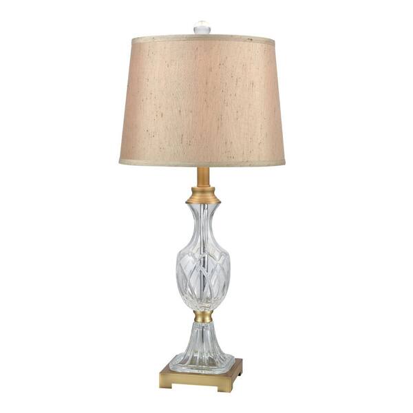 Dale Tiffany 27.25 in. Golden Antique Brass Table Lamp with Fabric