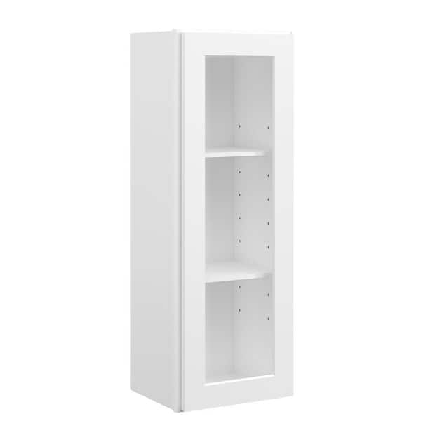 15 in. W x 12 in. D x 42 in. H in Shaker White Plywood Ready to Assemble Wall Cabinets with Shelf without Glass