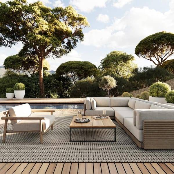 Tirzah Modern Grey 5 ft. x 8 ft. Outdoor Area Rug