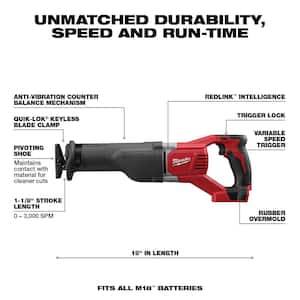 M18 18V Lithium-Ion Cordless SAWZALL Reciprocating Saw with Two 3.0Ah Batteries