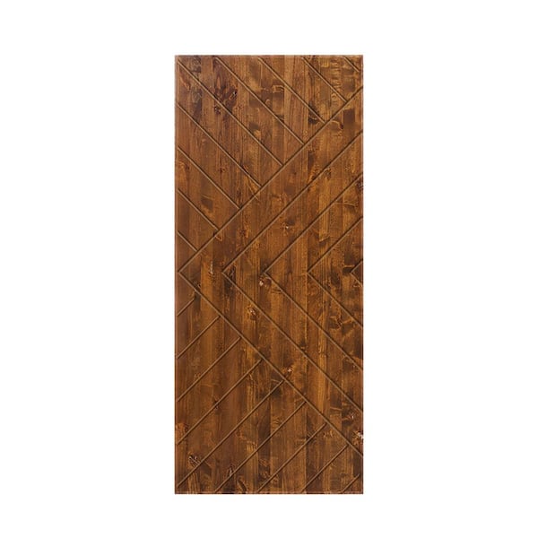 CALHOME 30 in. x 96 in. Hollow Core Textured Walnut Stained Wood Interior Door