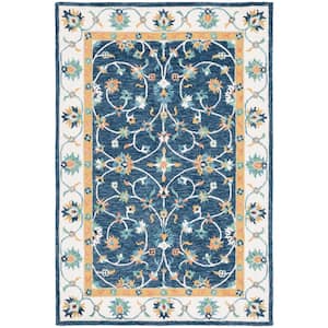 Micro-Loop Blue/Ivory 8 ft. x 10 ft. Border Persian Area Rug