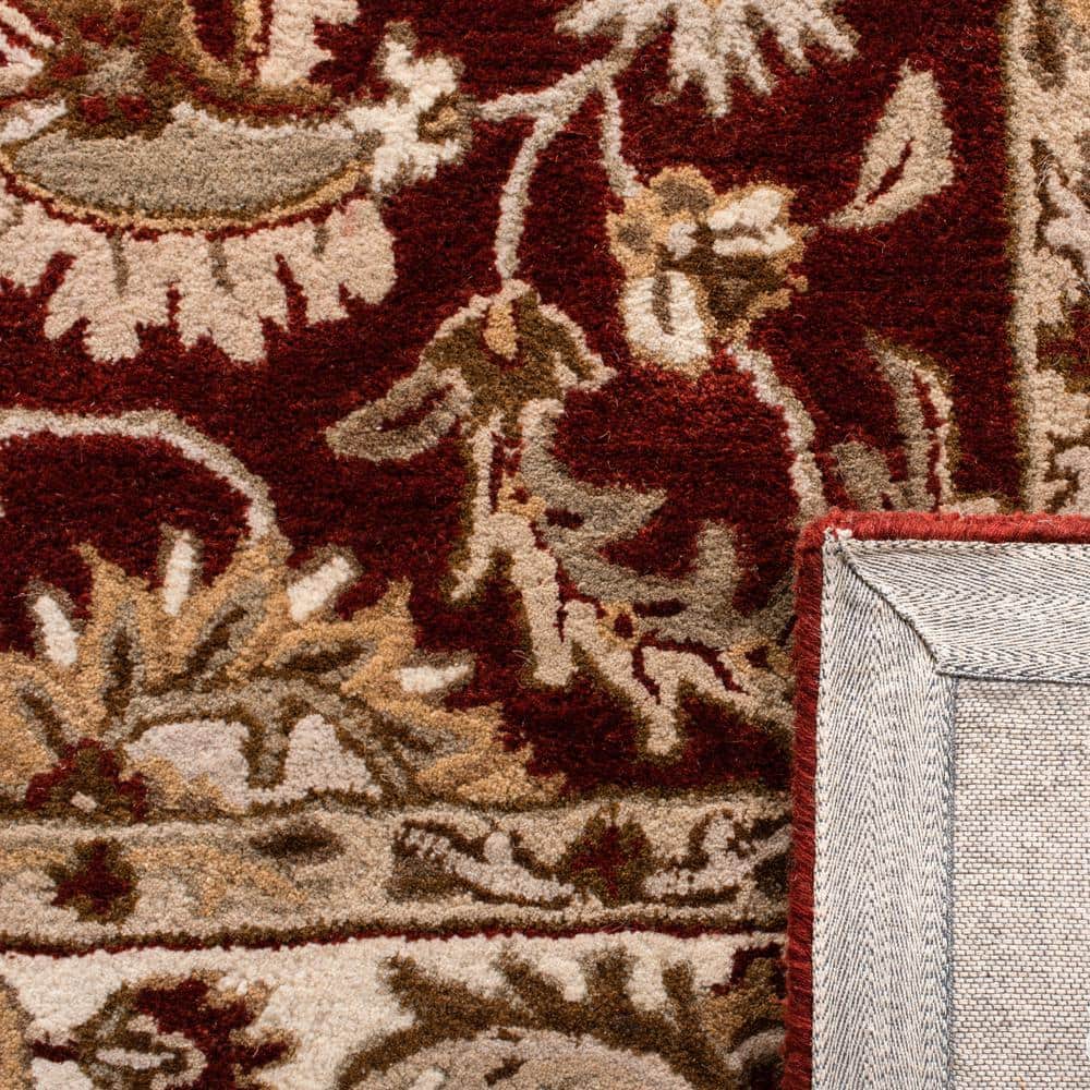 Ivory and Red Hand-Tufted Wool Area Rug, 8' x 10'