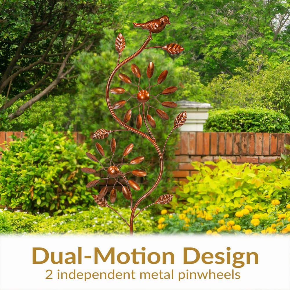 Copper Powder-Coated Iron Twirling Twigs 48" Garden Wind Spinner