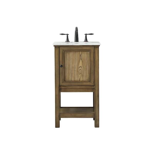 Unbranded Simply Living 19 in. W x 19 in. D x 34 in. H Bath Vanity in Driftwood with Carrara White Marble Top