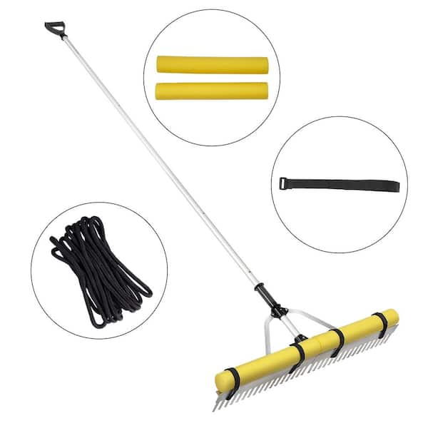 VEVOR 102.36 in. Landscape Rake 36 in. Head Aluminum Landscape Rak with Adjustable Extension Handle Lake Weed Rake