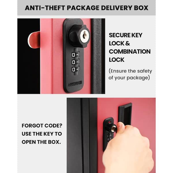 Small Package Delivery Box For Porch Outdoor Wall-Mounted Mailbox Secure Package Drop Box Heavy Duty Weather Proof Smart Parcel Box Outside Lockable Package Delivery Parcel Mail Drop Box