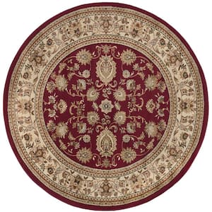 Sensation Border Red 6 ft. Round Indoor Area Rug