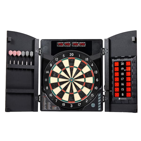 analogie Wild Stapel MD Sports BristleSmart Dartboard with Cabinet - Accepts steel tip darts  with electronic scoring and 294 games DB300Y19002 - The Home Depot