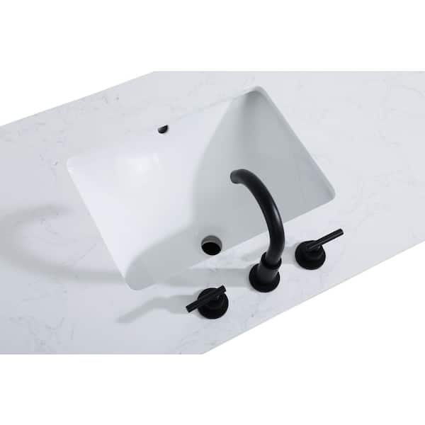 42 in. Single Sink White Bath Vanity with White Engineered Marble Top