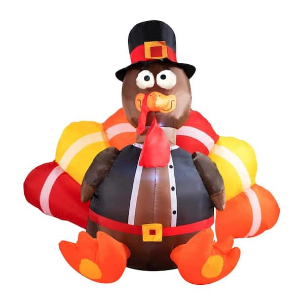 Joiedomi 6 ft. Tall Black, Brown, Yellow & Red Plastic Gobbles the Turkey Inflatable