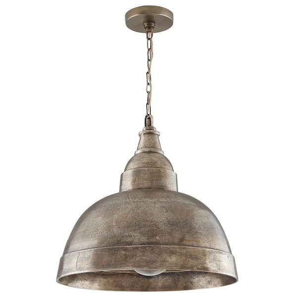 Sedona 100-Watt 1-Light Oxidized Nickel Sand-Cast Medium Bell Pendant Light and No Bulbs Included