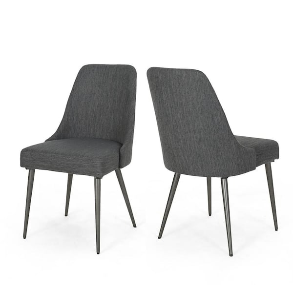 Noble House Alnoor Charcoal Fabric Upholstered Dining Chair (Set of 2)
