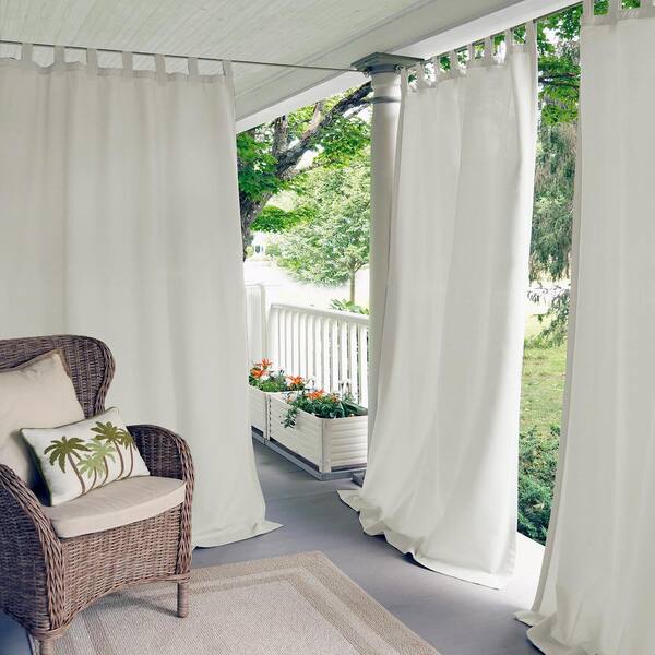 Elrene White Solid Tab Top Room Darkening Curtain - 52 in. W x 108 in ...