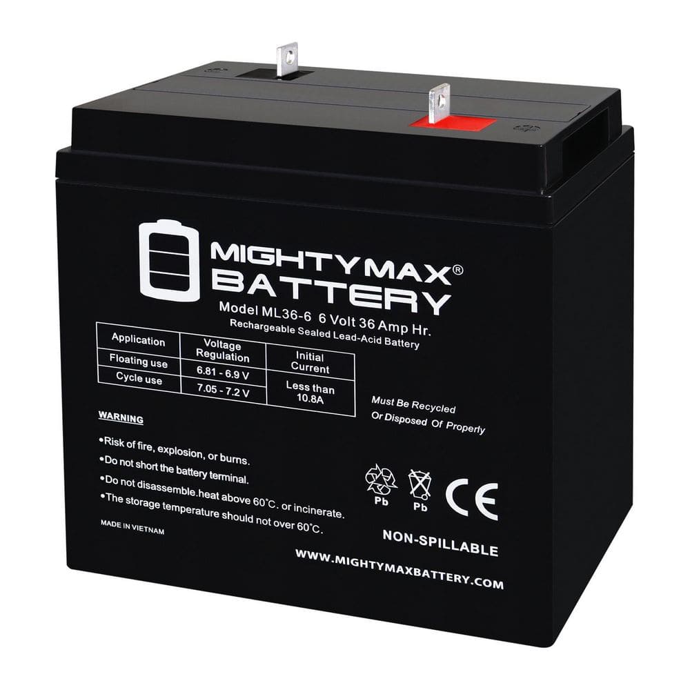 MIGHTY MAX BATTERY ML36-6NB-6 Volt 36 AH, NB Terminal