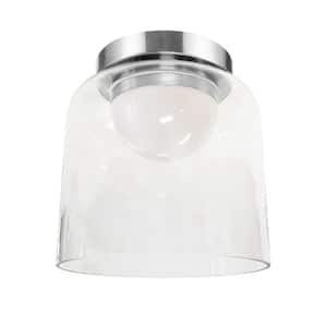 Nadine 7 in. 10-Watt Transitional Polished Chrome Integrated LED Flush Mount with Clear Glass Shade