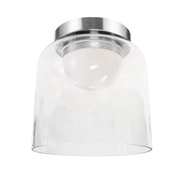 Dainolite Nadine 7 in. 10-Watt Transitional Polished Chrome Integrated LED Flush Mount with Clear Glass Shade