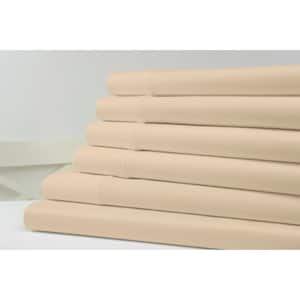 1200TC 6-Piece Linen Solid Cotton Blend Queen Sheet Set