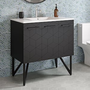 Annecy 18 in. W x 36 in. D x 35 in. H Bathroom Vanity in Phantom Black with Top