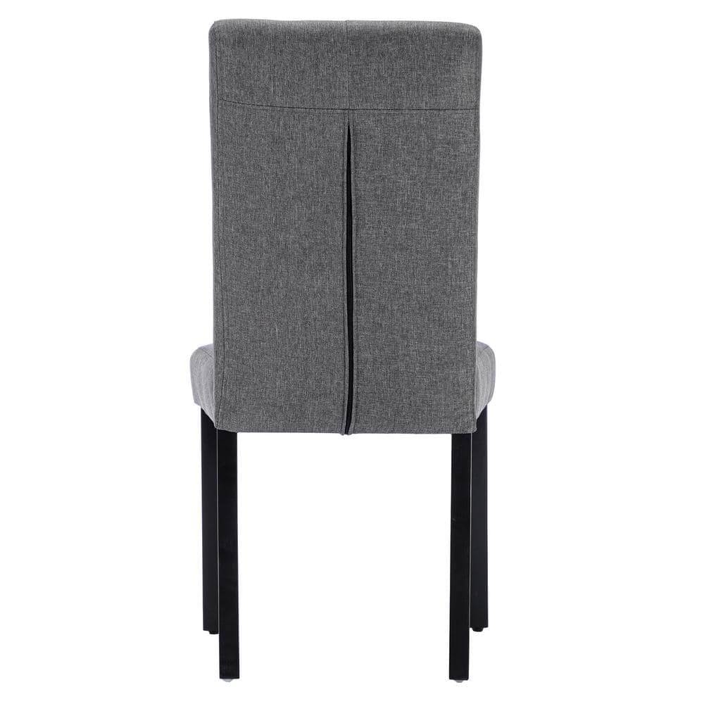 Gray Linen Upholstered Parsons Dining Chairs with High Back and Wood Legs, Set of 4