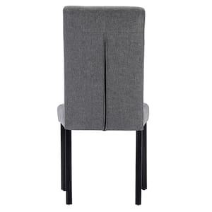 Upholstered Dining Chairs Set, Modern Fabric and Solid Wood Legs and High Back for Kitchen/Living Room, Gray Set of 4